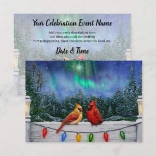 Invitación Cardenales y Navidades iluminan la nieve de invier