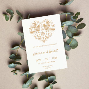 INVITACIÓN CARDÍACA Beige OTOMI MEXICAN