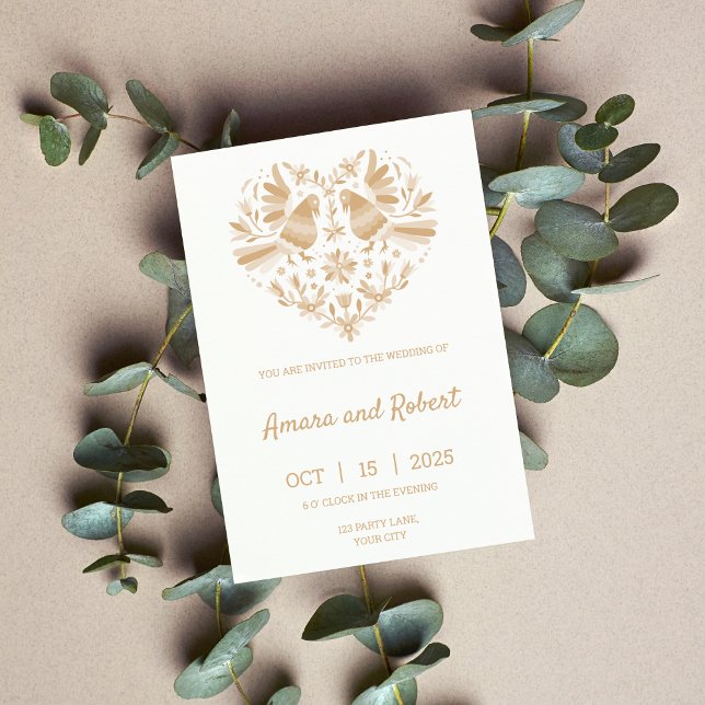 INVITACIÓN CARDÍACA Beige OTOMI MEXICAN (Subido por el creador)