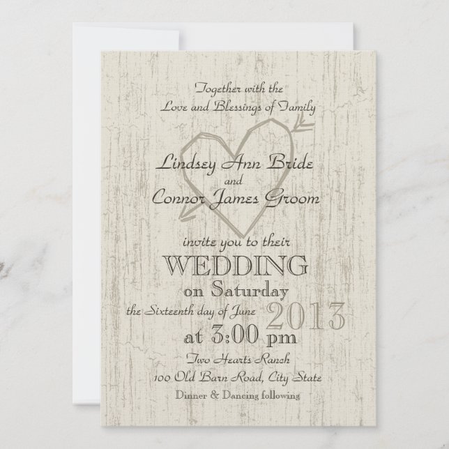 Invitación Cardilla tallada Boda (Anverso)