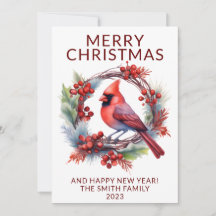 Cardinal Wreath Red Holiday Card