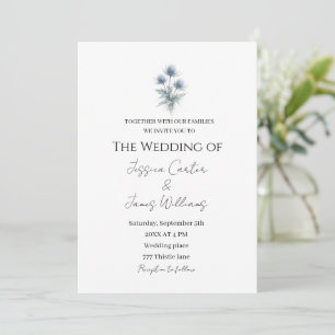Invitación Cardo Azul Escocés Boda Simple