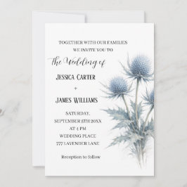 Invitación Cardo Azul Escocés Boda Simple Escocia