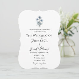 Invitación Cardo Azul Escocés Boda Simple Escocia