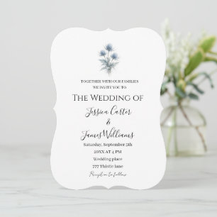 Invitación Cardo Azul Escocés Boda Simple Escocia