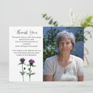 Invitación Cardo Floral Funeral Muerte Gracias