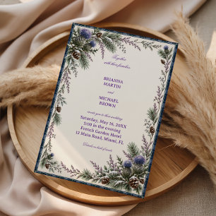 Invitación Cardos de las Tierras Altas en Flor de Invierno