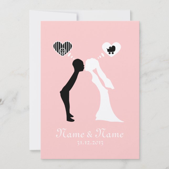 Invitación Carga de su de boda: Beso en el futuro común (Anverso)