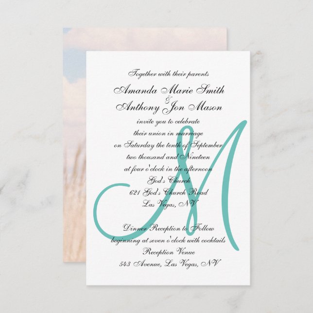 Invitación Cargar inicialmente monogramado tu Boda de fotos (Anverso / Reverso)