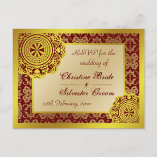 Invitación Cargo de oro árabe, postal RSVP