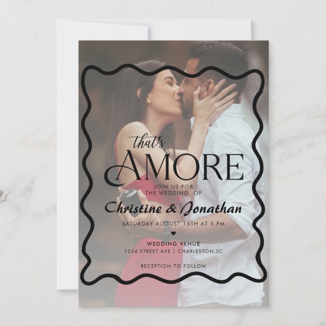 Invitación Caricatura caprichosa que es más Boda (Anverso)