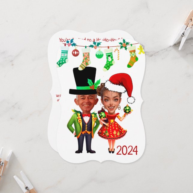 Invitación Caricatura de Navidades de Personalizados escuetos (Anverso/Reverso In Situ)