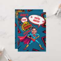 Caricatura del niño personalizado azul y rojo supe