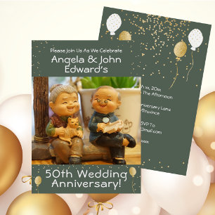 Invitación Caricatura divertida del 50 aniversario de bodas