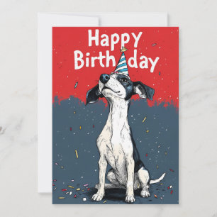 Invitación Caricatura roja y gris, fiesta de cumpleaños de pe