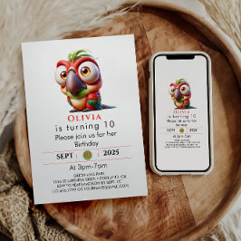 Invitación Caricaturas de loro mágico primer cumpleaños