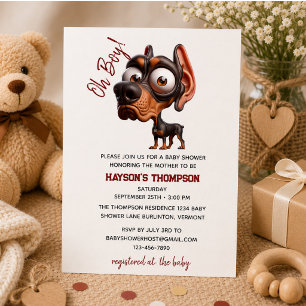 Invitación Caricaturas de perro lindos para baby shower de ni