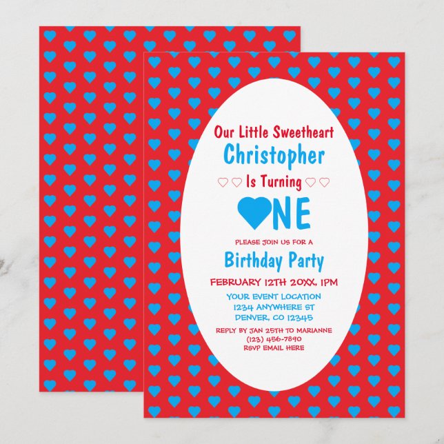Invitación Cariñito 1er Cumpleaños (Anverso / Reverso)