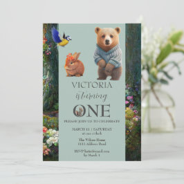 Invitación Cariño Bunny y Boo Bear, primer cumpleaños