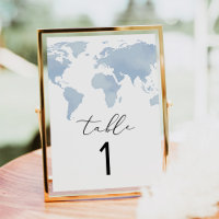 CARMEN Adventure Travel Blue Map Table Number Card