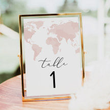 CARMEN Adventure Travel Pink Map Table Number Card