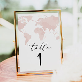 Invitación CARMEN Adventure Travel Pink Map Table Number Card