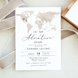 Invitación CARMEN Beige Map Adventure Baby Shower