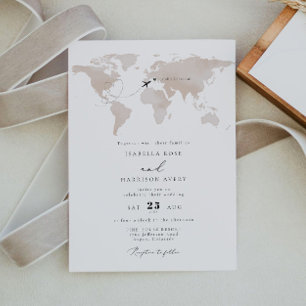 Invitación CARMEN Destino Acuarela Mapa de viajes Boda I