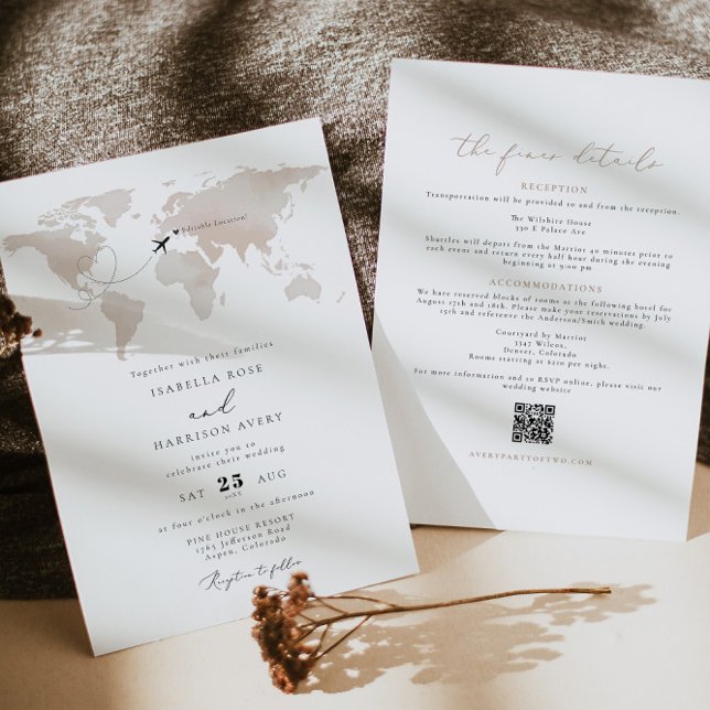 Invitación CARMEN Destino Watercolor Map Boda de viajes (Subido por el creador)