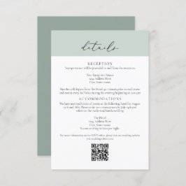 Invitación CARMEN Green Passport Style Wedding QR Detail Card