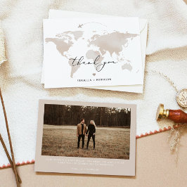 Invitación CARMEN Travel Adventure Beige Map Photo