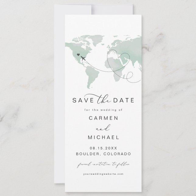 Invitación CARMEN Travel Destination Green Map Save the Date (Anverso)