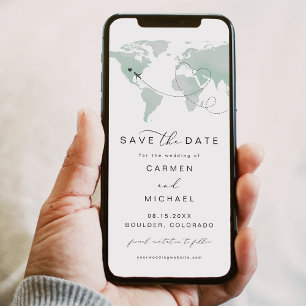 Invitación CARMEN Travel Destination Green Map Save the Date