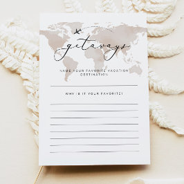 Invitación CARMEN Travel Getaways Bridal Shower Game Card