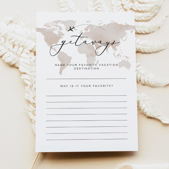 Invitación CARMEN Travel Getaways Bridal Shower Game Card (Subido por el creador)