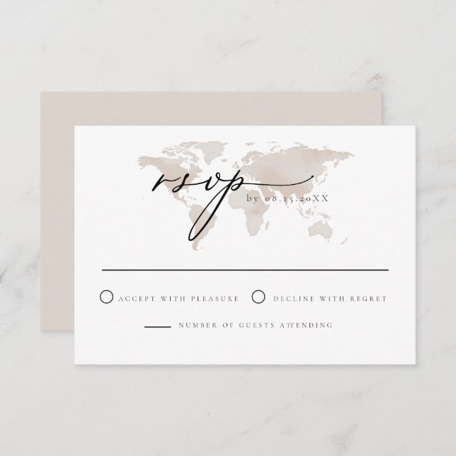 Invitación Carmen - Travel Watercolor Map Adventure RSVP (Anverso / Reverso)