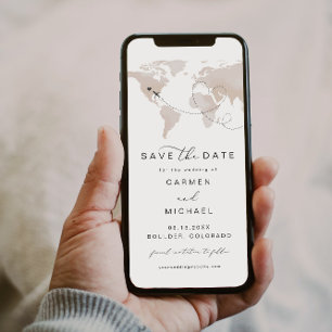 Invitación CARMEN Viaje Destino Crema Mapa Guardar fecha