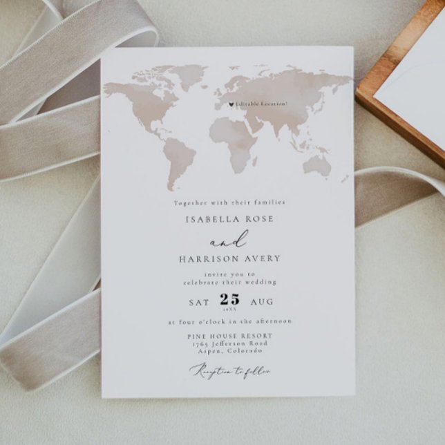 Invitación CARMEN Watercolor Map Travel Adventure Boda (Subido por el creador)