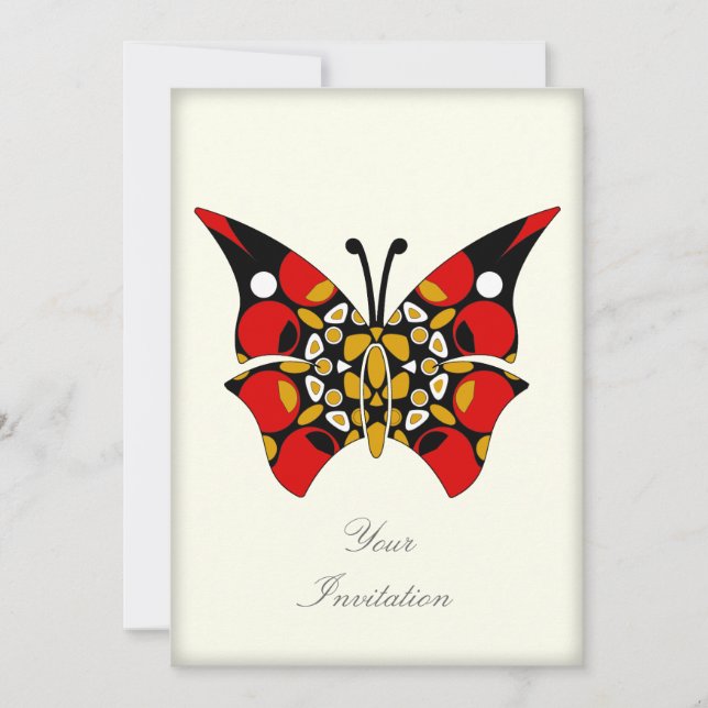 Invitación Carmesí y mariposas del oro (Anverso)