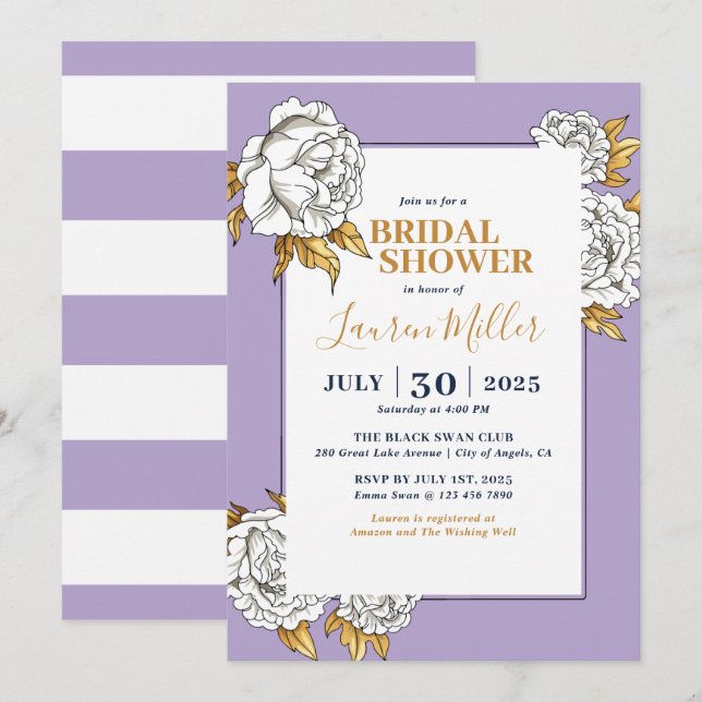 Invitación Carnación rosa blanca morada Floral Brigada de la  (Anverso / Reverso)