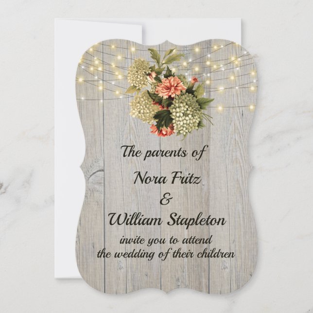 Invitación Carnación rosa de hidrangea blanca romántica (Anverso)