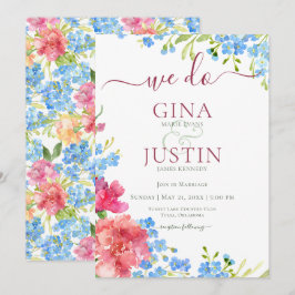 Invitación Carnations & Forget Me Nots Wedting