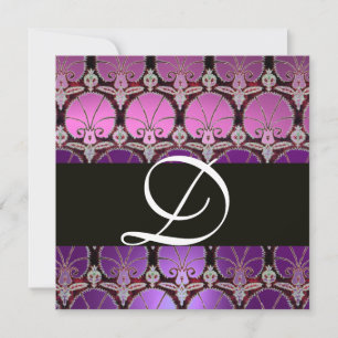INVITACIÓN CARNATURAS DE DAMASCO NEGRO PURPLE VIOLET MONOGRAM
