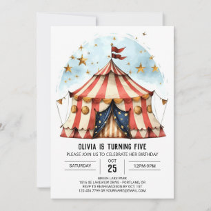 Invitación Carnaval acuarela Circo mágico Cumpleaños