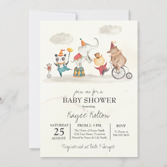 Invitación Carnaval Baby Shower, carnaval vintage (Anverso)