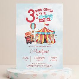 Invitación Carnaval Circo Trillizos Baby Shower