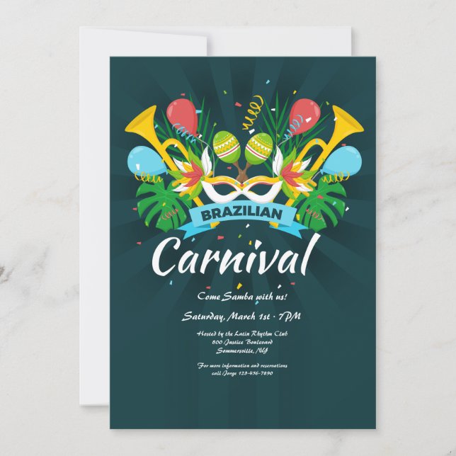 Invitación Carnaval de Brasil (Anverso)