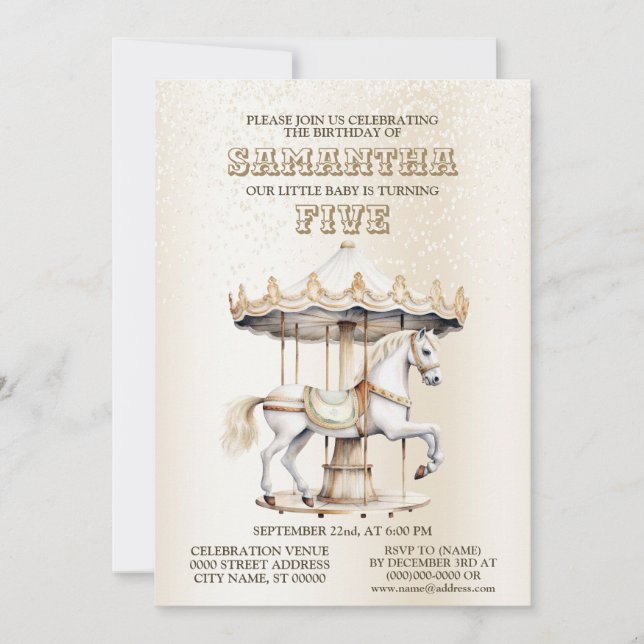 Invitación Carnaval de circo de la fiesta de cumpleaños "Merr (Anverso)