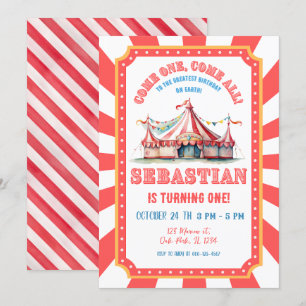Invitación Carnaval de circo Fiesta de primer cumpleaños