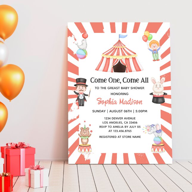 Invitación Carnaval de circo rosa bebé ducha de bebé (Subido por el creador)